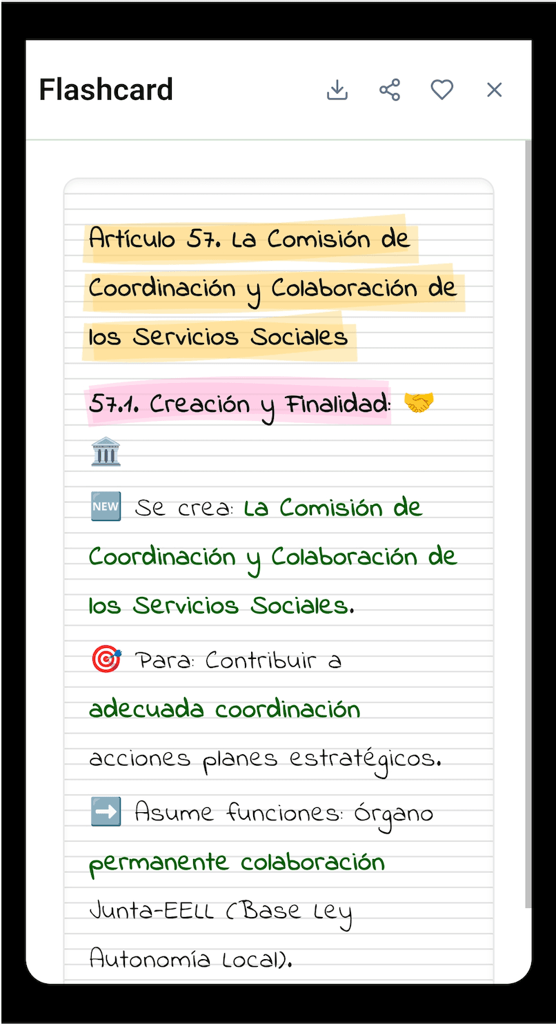 Opciones de la flashcard